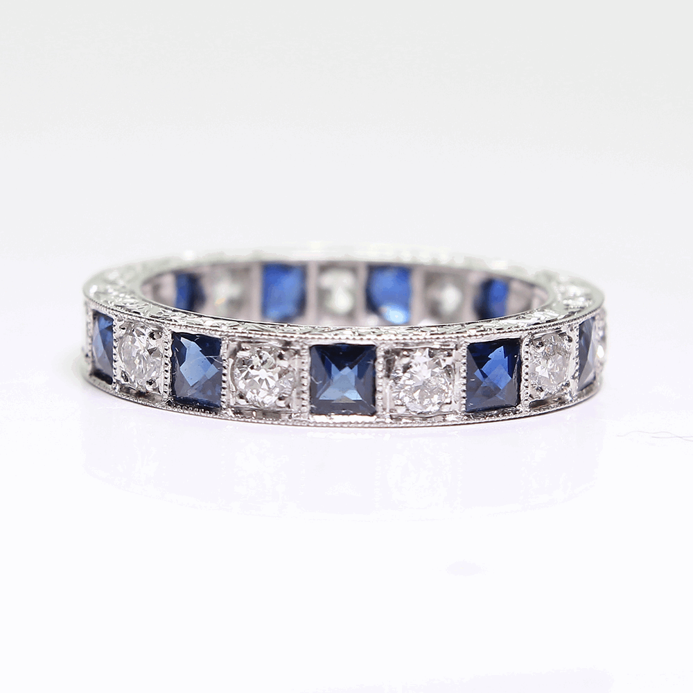 Sapphire and Diamond Eternity Band