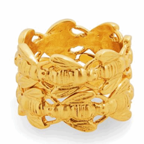 24k gold plate bee stacking ring. Featuring bee on bee for infinity! Two bands come in one pack. Available in different sizes. Bee Stacking Ring