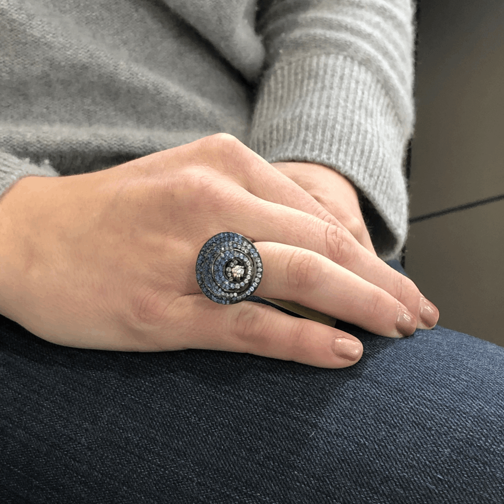Image 2 for Three Layered Circle Sapphire Ring With Diamonds