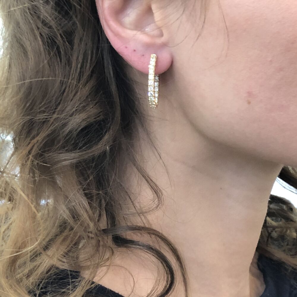Image 2 for Round Diamond In and Out Huggie Earring