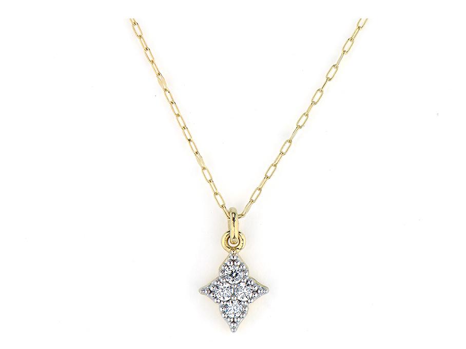 From the Moroccan Collection, the Small Moroccan Quad Necklace features prong set round diamonds in 18K yellow gold with a beaded edge on a delicate chain. 18 Inches. Small Moroccan Quad Necklace