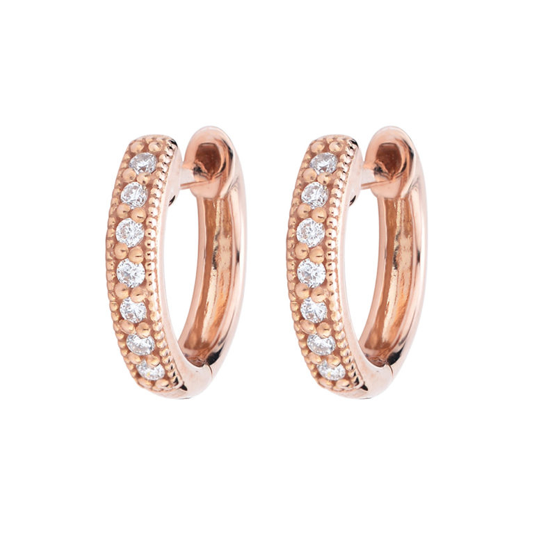 Image 2 for Diamond Huggie Hoop Earrings (Yellow, White, or Rose)