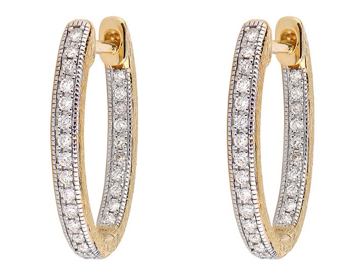 From the Lisse Collection, the Delicate Small Oval Hoop Earrings feature pave round diamonds set in 18K white gold. Wear with any selection of Jude Frances or LaNae Earring Charms. Delicate Small Oval Hoop Earrings