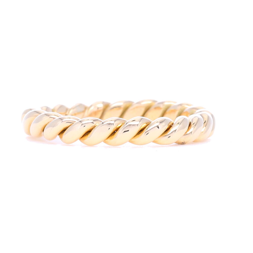 This handmade twist ring is a perfect understated stack ring. Substantial feel and classic design, tone down the bling, and up the dimension with this beauty. 14k Gold Handmade Twist Ring