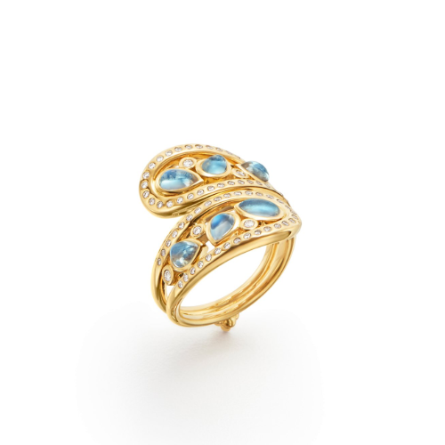 18K gold
Royal blue moonstone (1.10cts)
Diamond (0.39cts)
Width: 20mm/0.8"
Imported 18K Arabesque Mummy Ring