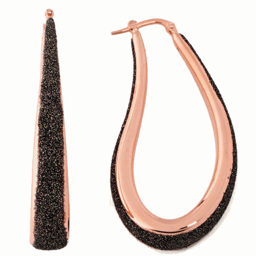 Large Teardrop Shape Earring Rose Gold Dark Brown Polvere Large Teardrop Shape Earring Rose Gold Dark Brown Polvere