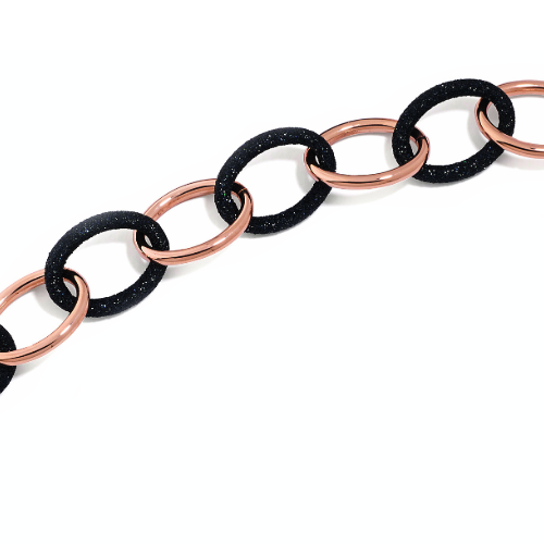 Alternating Small Link Bracelet Rose Gold Black Dust Alternating Small Link Bracelet Rose Gold Black Dust