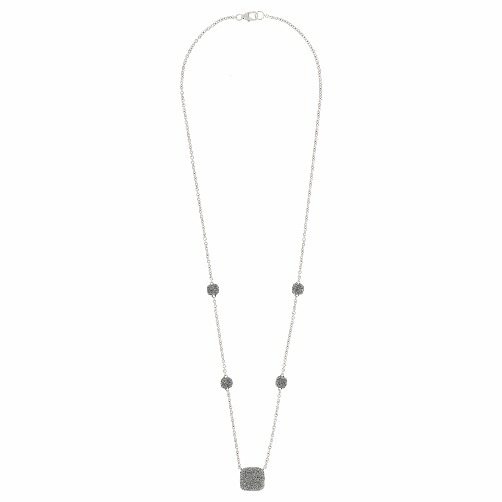 Square Diamanti Pendant Necklace 18k White Gold Storm Grey Diamond Dust Square Diamanti Pendant Necklace 18k White Gold Storm Grey Diamond Dust