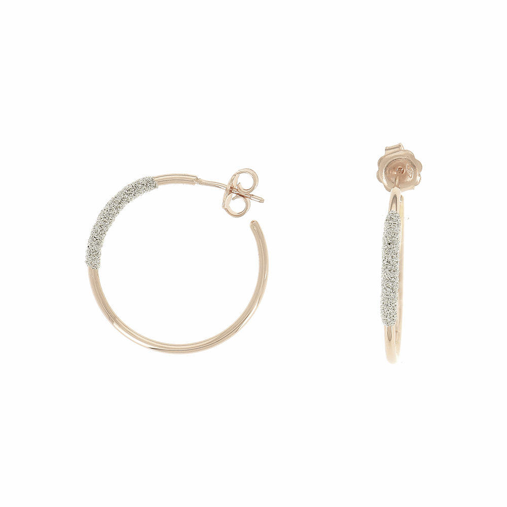 Thin Diamanti Small Hoop Earrings 18k Rose Gold Champagne Diamond Dust