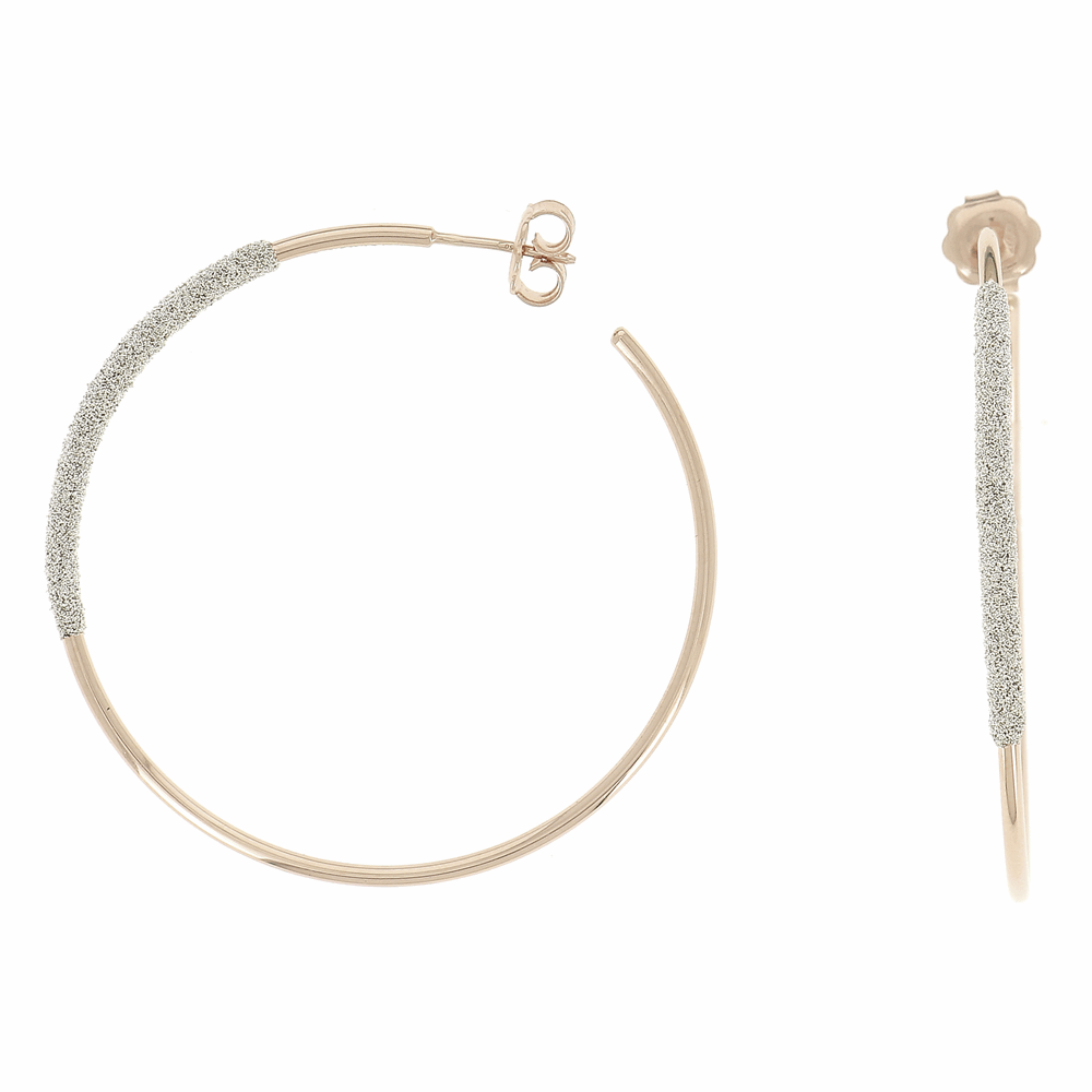 Thin Diamanti Large Hoop Earrings 18k Rose Gold Champagne Diamond Dust Thin Diamanti Large Hoop Earrings 18k Rose Gold Champagne Diamond Dust