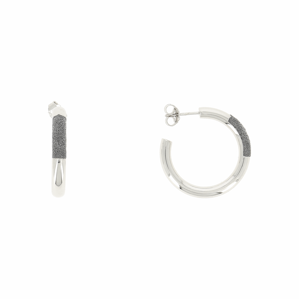 Thick Diamanti Small Hoop Earrings 18k White Gold Storm Grey Diamond Dust Thick Diamanti Small Hoop Earrings 18k White Gold Storm Grey Diamond Dust