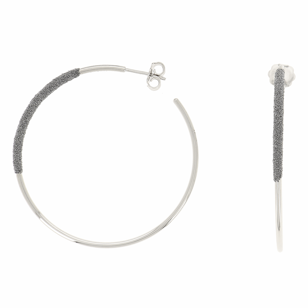 Thin Diamanti Large Hoop Earrings 18k White Gold Storm Grey Diamond Dust Thin Diamanti Large Hoop Earrings 18k White Gold Storm Grey Diamond Dust
