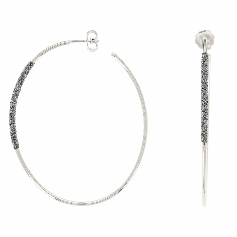 Thin Diamanti Large Oval Earrings 18k White Gold Storm Grey Diamond Dust