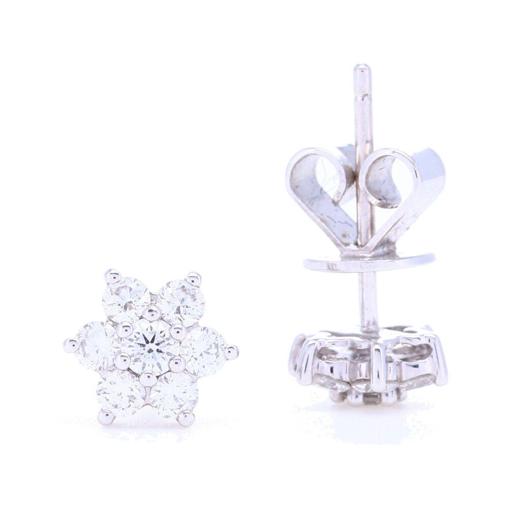 Image 2 for 18k White Gold Small Diamond Cluster Studs