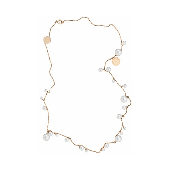 This Akoya and Baby Akoya Pearl necklace comes in 18k yellow gold. This long chain allows you to double it, but it really shines when used as a single strand. Akoya and Baby Akoya Pearl Long Necklace