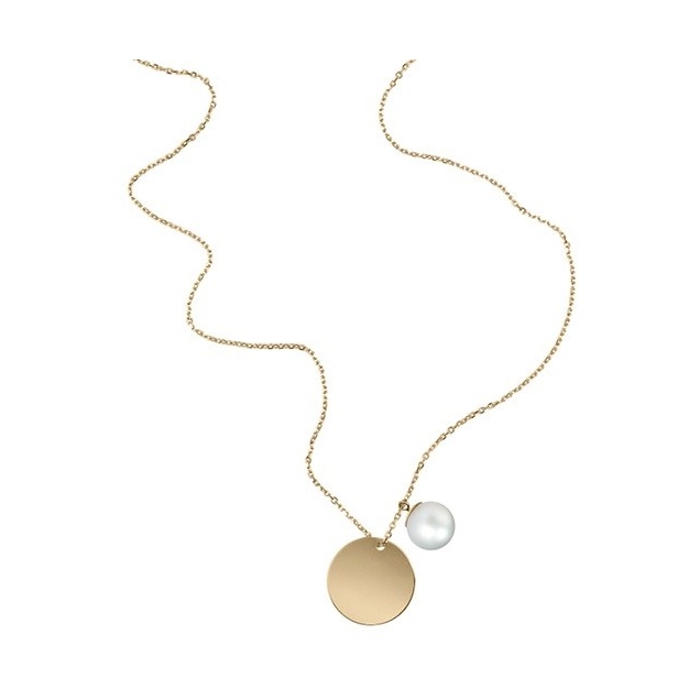 Pearl and Disk Pendant Necklace 18K Yellow Gold White South Seal Pearl 12-13mm Pearl and Disk Pendant Necklace 18K Yellow Gold White South Seal Pearl 12-13mm