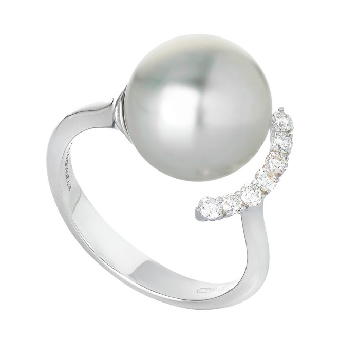 TL Pearl Frame Ring 18K White Gold South Sea Pearl 11-12mm 0.23 Diamonds TL Pearl Frame Ring 18K White Gold South Sea Pearl 11-12mm 0.23 Diamonds