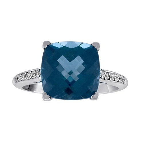 Image 2 for 18k London Blue Topaz Ring with Diamonds